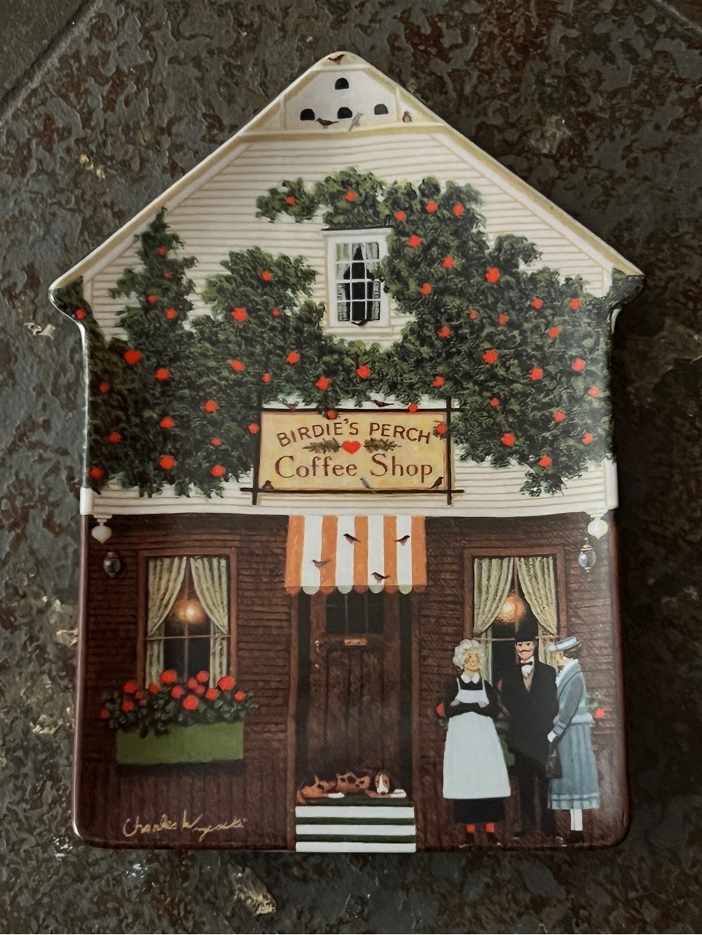 Charles Wysocki collector plate, titled Birdie's Perch Coffee Shop